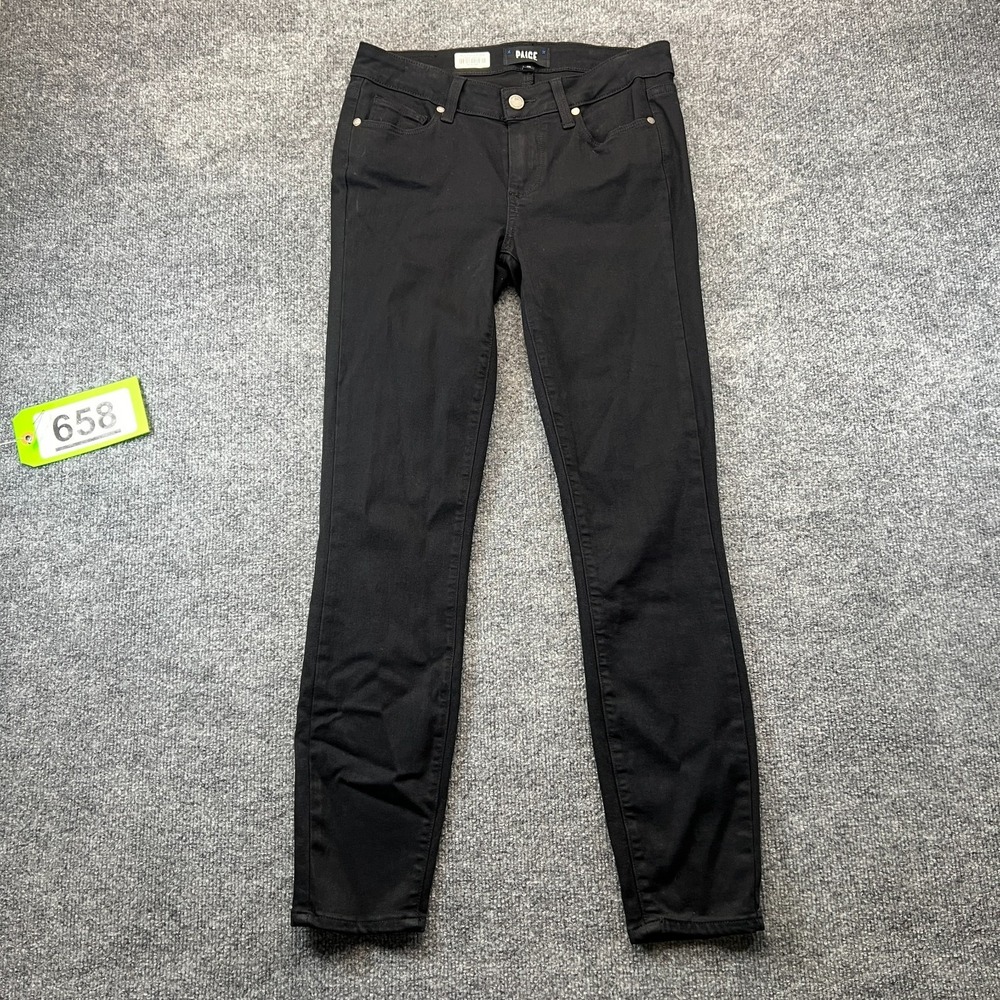 PAIGE Verdugo Ankle Skinny Jeans Womens 27 Black Shadow Denim 5-Pocket Stretch